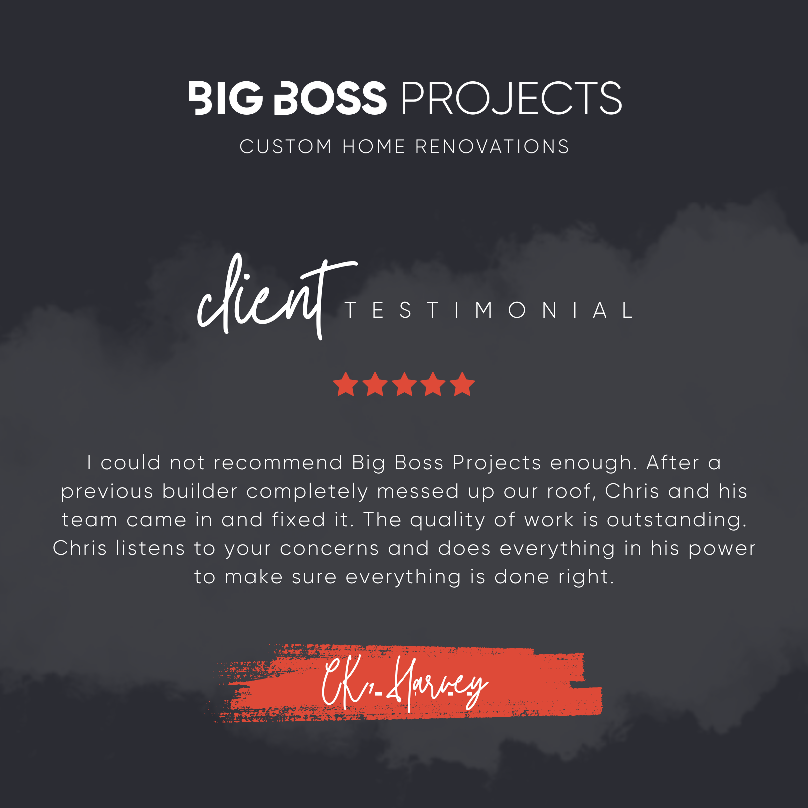 Big Boss Projects Client testimonial artwork by DME