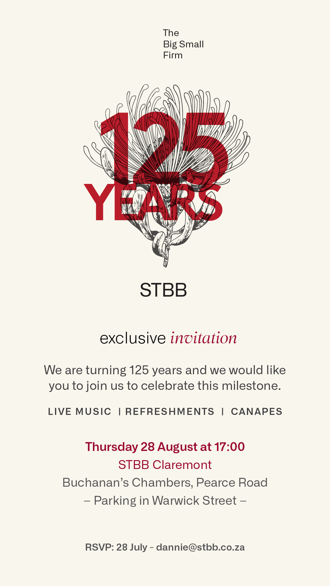 STBB: 125-year celebration invitation